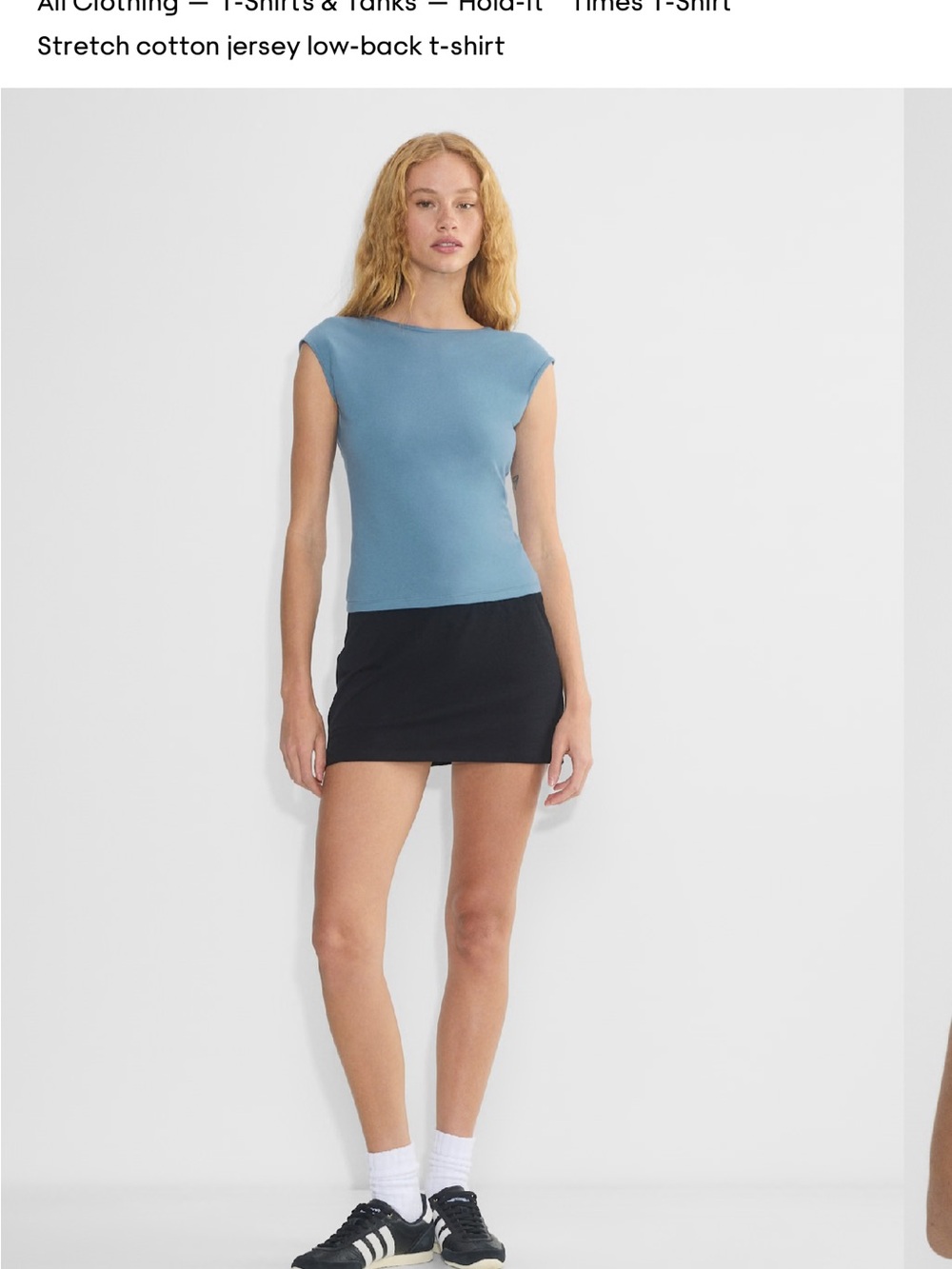 TNA Ribbed Boatneck Muscle Tee in Dusty Blue
